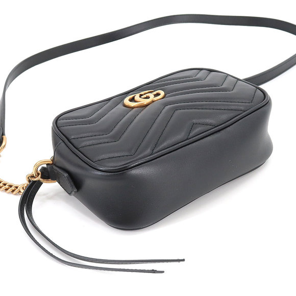 Gucci GG Marmont Quilting Mini Chain Shoulder Bag Leather Black - Picture 4 of 7